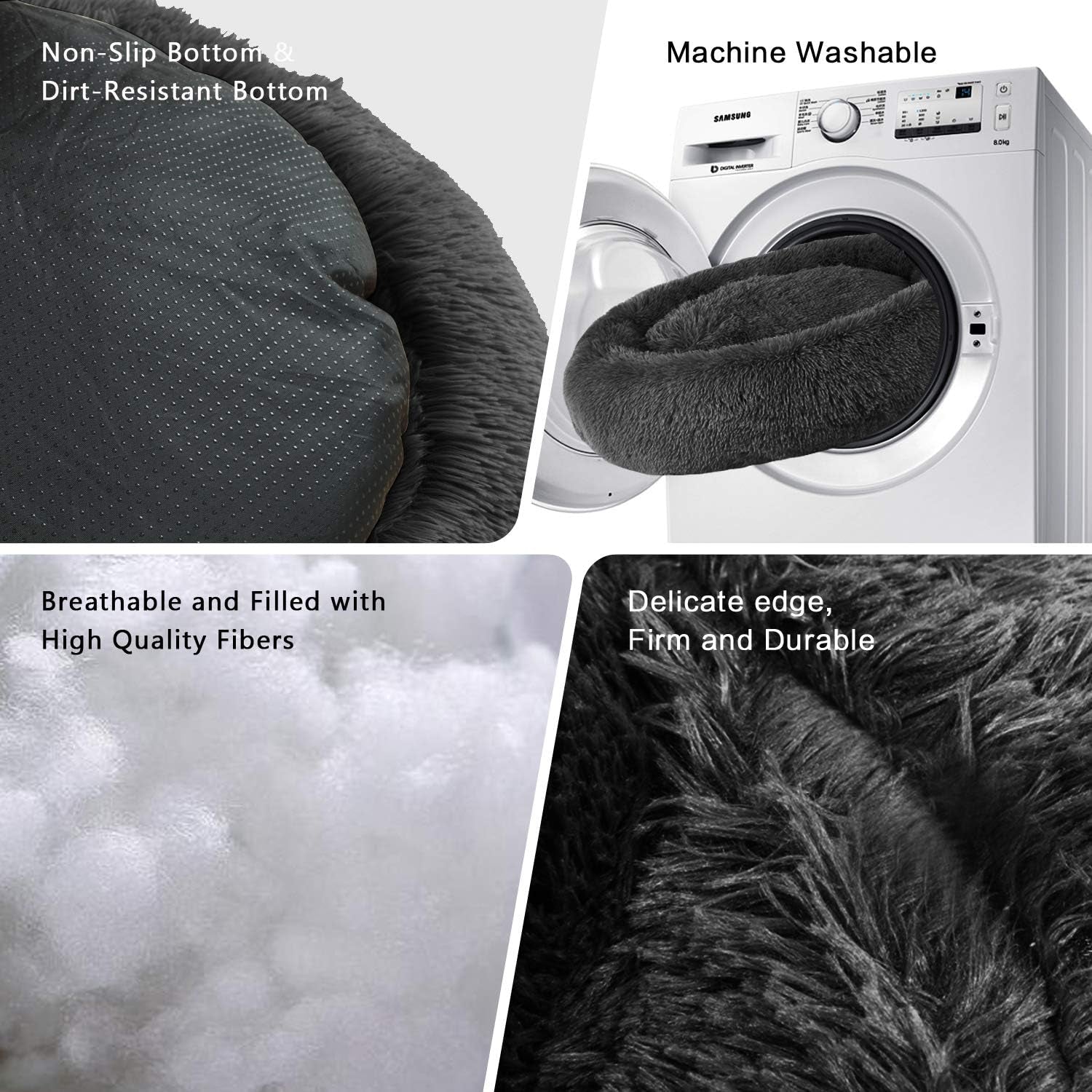 Donut Dog & Cat Bed - Faux Fur Cuddler