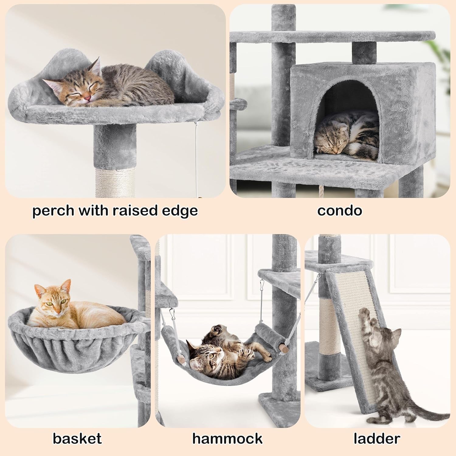 70 Inches Stable Cat Tree with Padded Platform